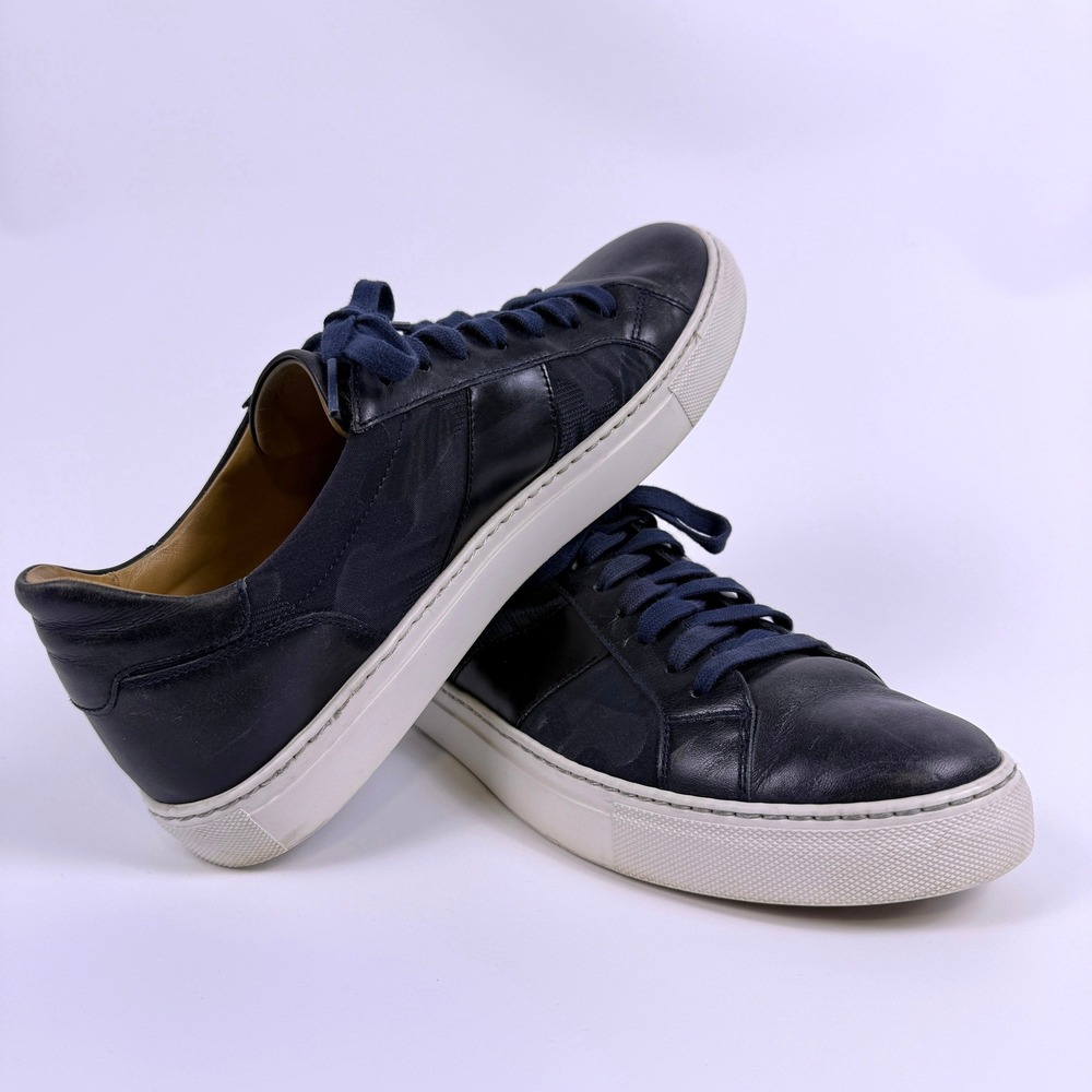 Magnanni Leather Sneakers Mens 9 Low‎ Top Blue Camo Casual Quiet Luxury